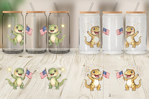 Glass Can Spotted Starry Dino Watercolor Sublimation artnoy 
