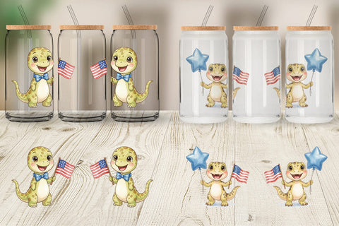 Glass Can Spotted Starry Dino Watercolor Sublimation artnoy 