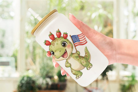 Glass Can Spotted Summer Treats Dino Watercolor Sublimation artnoy 