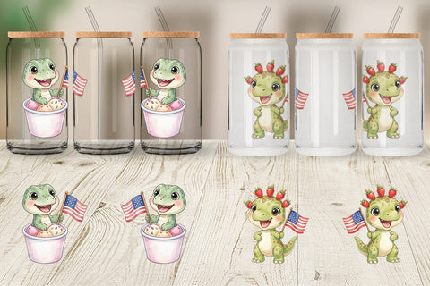 Glass Can Spotted Summer Treats Dino Watercolor Sublimation artnoy 