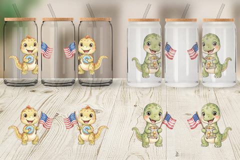 Glass Can Spotted Summer Treats Dino Watercolor Sublimation artnoy 