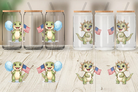 Glass Can Spotted Summer Treats Dino Watercolor Sublimation artnoy 