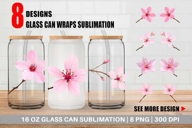 Glass Can Spring Blossom Sublimation artnoy 