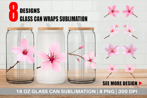 Glass Can Spring Blossom Sublimation artnoy 