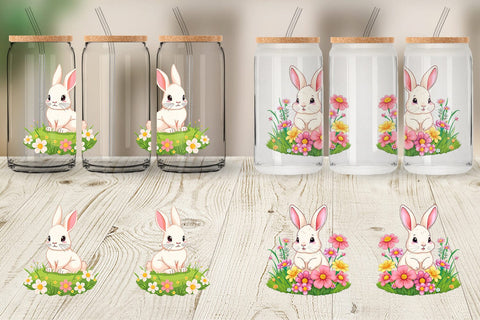 Glass Can Spring Bunny Sublimation artnoy 