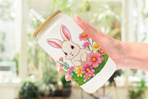 Glass Can Spring Bunny Sublimation artnoy 