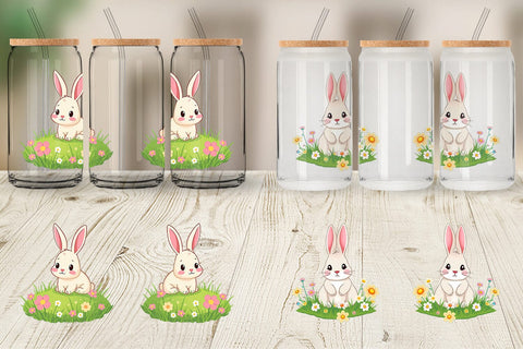 Glass Can Spring Bunny Sublimation artnoy 