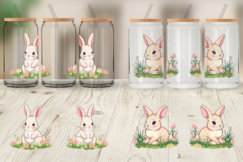 Glass Can Spring Bunny Sublimation artnoy 