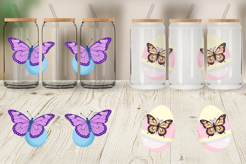 Glass Can Spring Butterfly Sublimation artnoy 