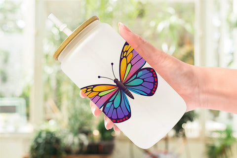 Glass Can Spring Butterfly Sublimation artnoy 
