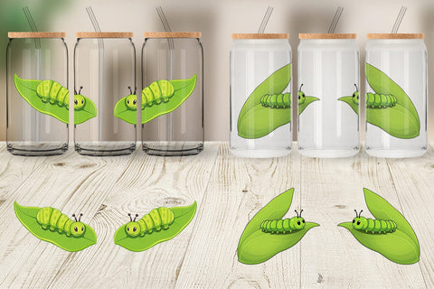 Glass Can Spring Caterpillar Sublimation artnoy 