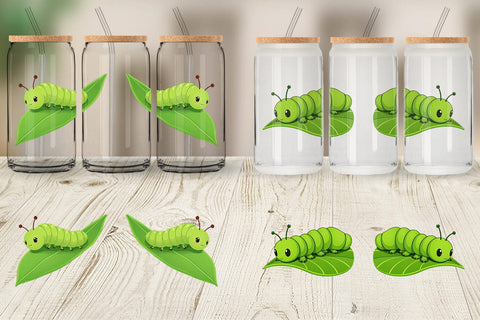 Glass Can Spring Caterpillar Sublimation artnoy 