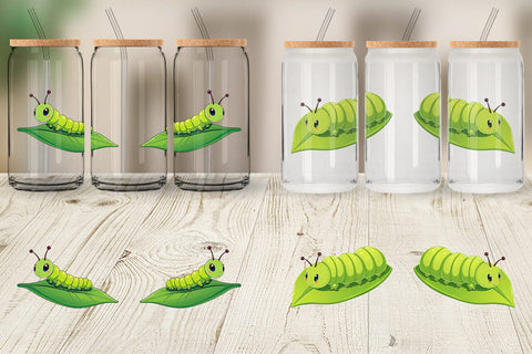 Glass Can Spring Caterpillar Sublimation artnoy 
