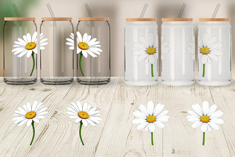 Glass Can Spring Daisy Sublimation artnoy 