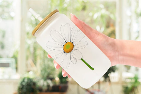 Glass Can Spring Daisy Sublimation artnoy 