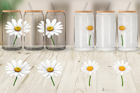 Glass Can Spring Daisy Sublimation artnoy 