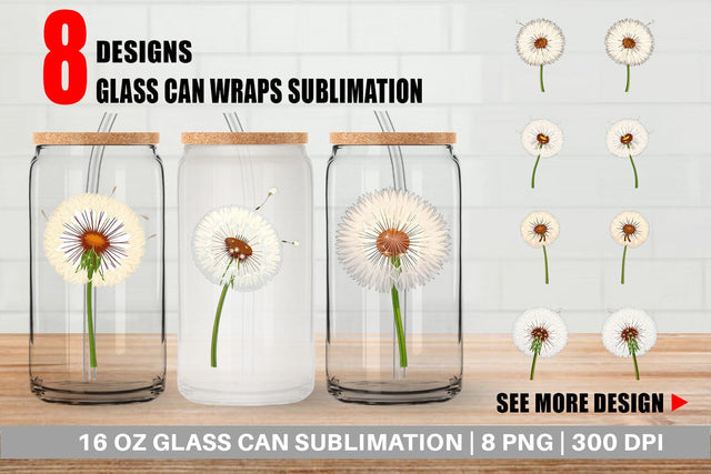 Glass Can Spring Dandelion Sublimation artnoy 