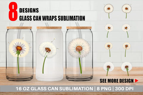Glass Can Spring Dandelion Sublimation artnoy 