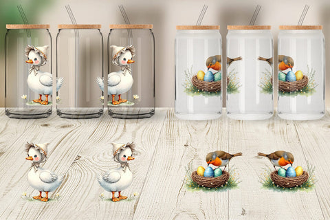 Glass Can Spring Garden Birds Sublimation artnoy 