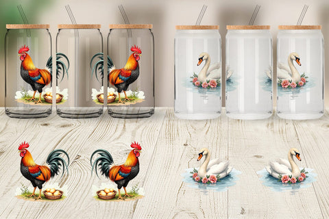 Glass Can Spring Garden Birds Sublimation artnoy 