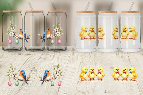 Glass Can Spring Garden Birds Sublimation artnoy 