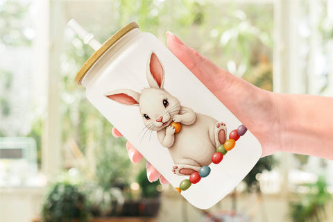Glass Can Spring Garden Pets Easter Watercolor Sublimation artnoy 
