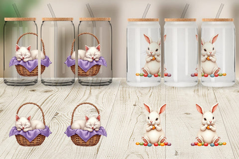 Glass Can Spring Garden Pets Easter Watercolor Sublimation artnoy 