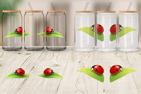 Glass Can Spring Ladybug Sublimation artnoy 