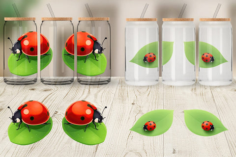 Glass Can Spring Ladybug Sublimation artnoy 