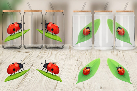 Glass Can Spring Ladybug Sublimation artnoy 