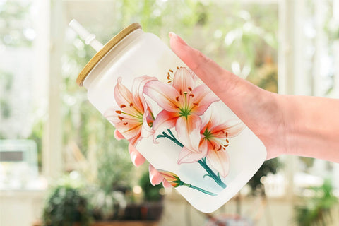 Glass Can Spring lilies Sublimation artnoy 