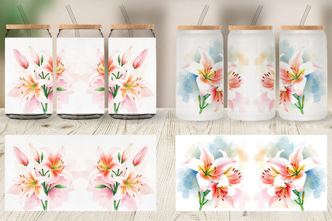 Glass Can Spring lilies Sublimation artnoy 