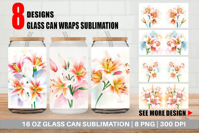Glass Can Spring lilies Sublimation artnoy 