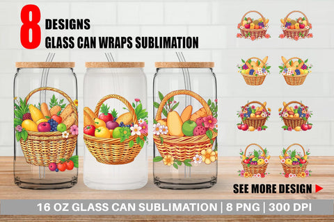 Glass Can Spring Picnic Sublimation artnoy 