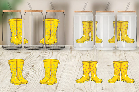 Glass Can Spring Rain Boot Sublimation artnoy 