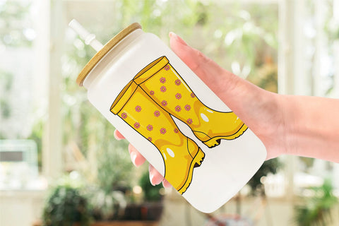 Glass Can Spring Rain Boot Sublimation artnoy 