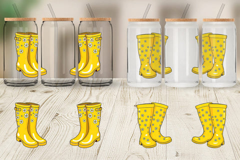 Glass Can Spring Rain Boot Sublimation artnoy 