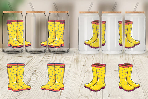 Glass Can Spring Rain Boot Sublimation artnoy 
