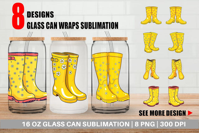 Glass Can Spring Rain Boot Sublimation artnoy 