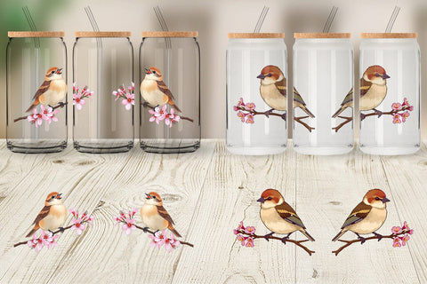 Glass Can Spring Sparrow Sublimation artnoy 