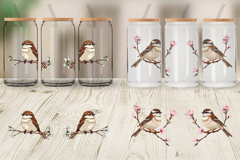 Glass Can Spring Sparrow Sublimation artnoy 