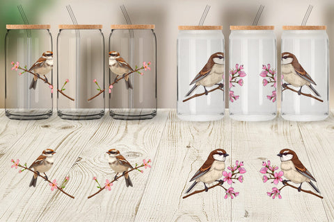 Glass Can Spring Sparrow Sublimation artnoy 