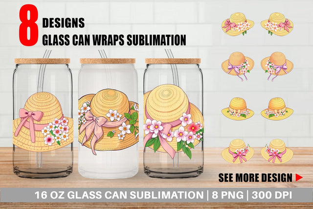 Glass Can Spring Sun Hat Sublimation artnoy 