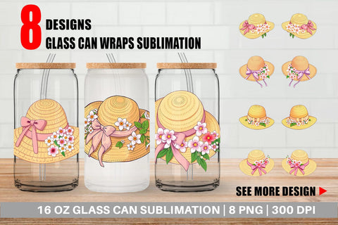 Glass Can Spring Sun Hat Sublimation artnoy 