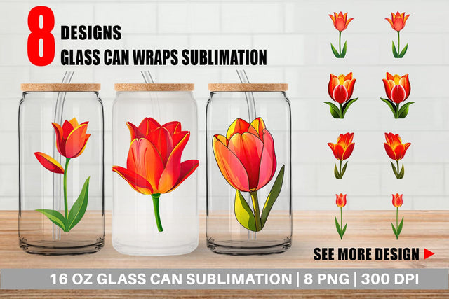 Glass Can Spring Tulip Sublimation artnoy 