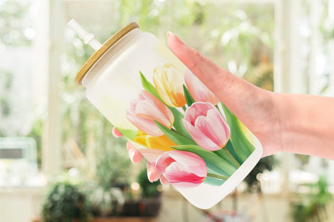 Glass Can Spring Tulips Sublimation artnoy 
