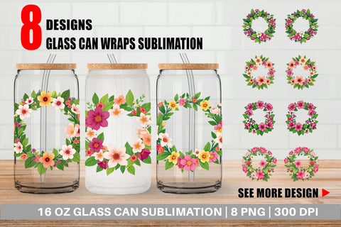Glass Can Spring Wreath Sublimation artnoy 