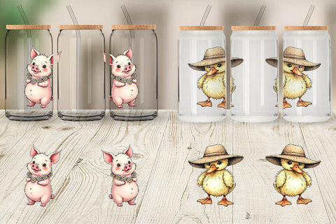 Glass Can Springtime Shenanigans Playful Animal Antics Sublimation artnoy 