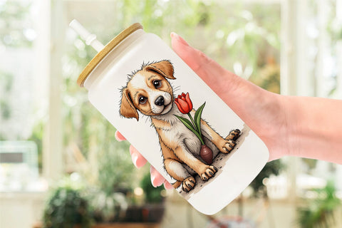 Glass Can Springtime Shenanigans Playful Animal Antics Sublimation artnoy 