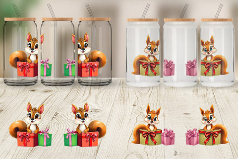 Glass Can Squirrel Gift Sublimation artnoy 